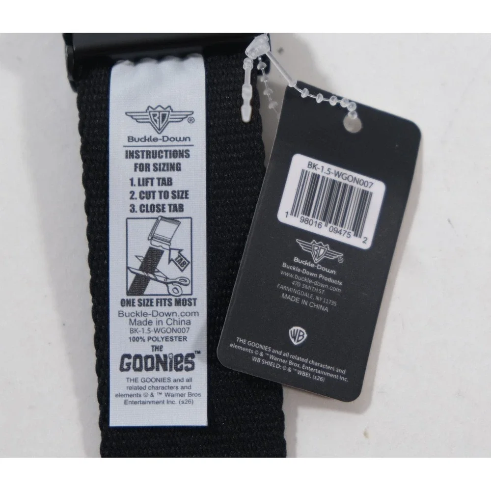 Buckle Down Belt Mens OS Black The Goonies Web BK-1.5-WGON007 Adjustable Logo